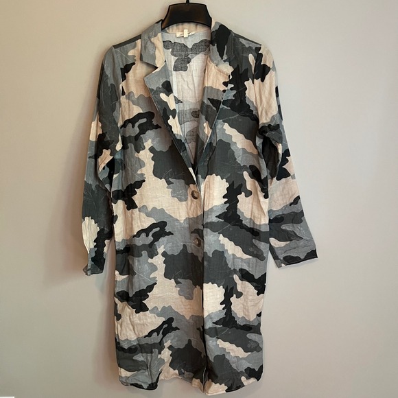 Mystree Jackets & Blazers - Mystree Women Camo Cotton Duster Longline Jacket Streetwear Utility Chic Edgy